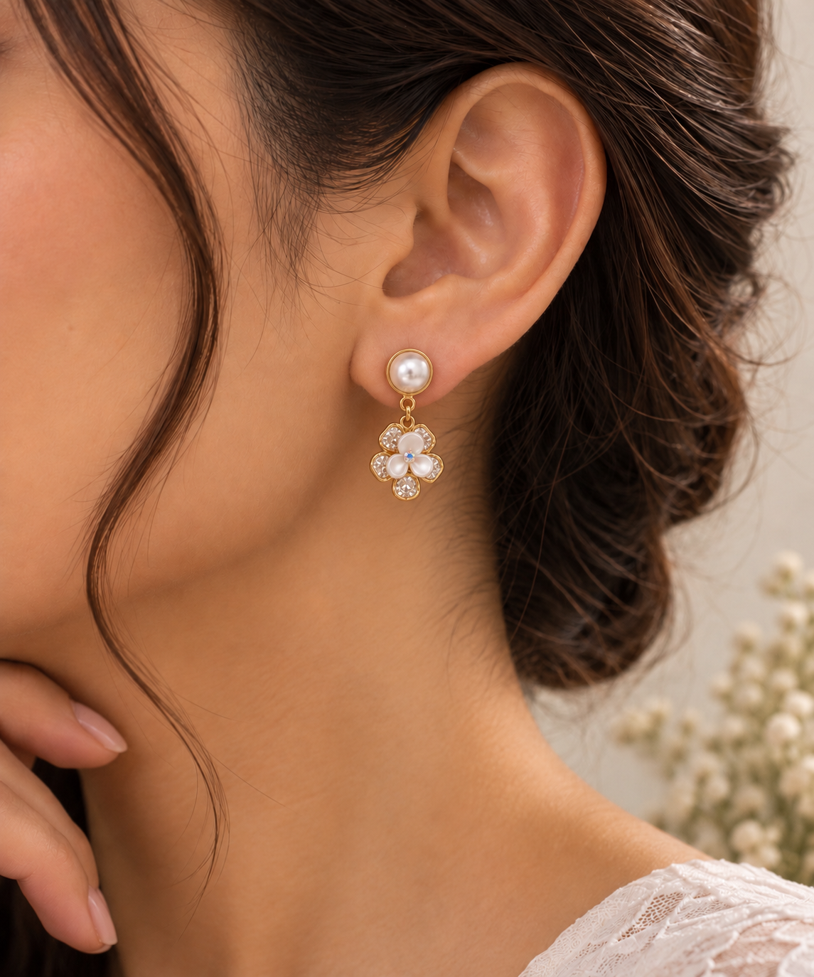 JARSÉA Pearl Flower Drop Earrings