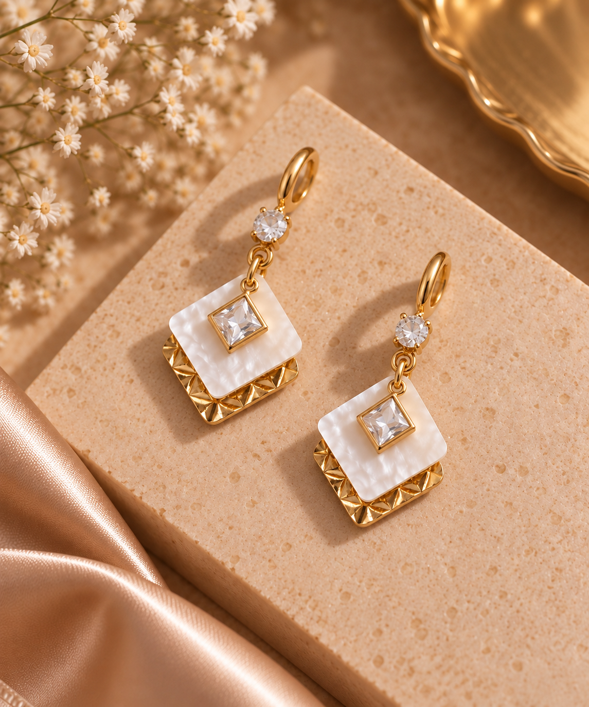JARSÉA Pearl Geometric Drop Earrings