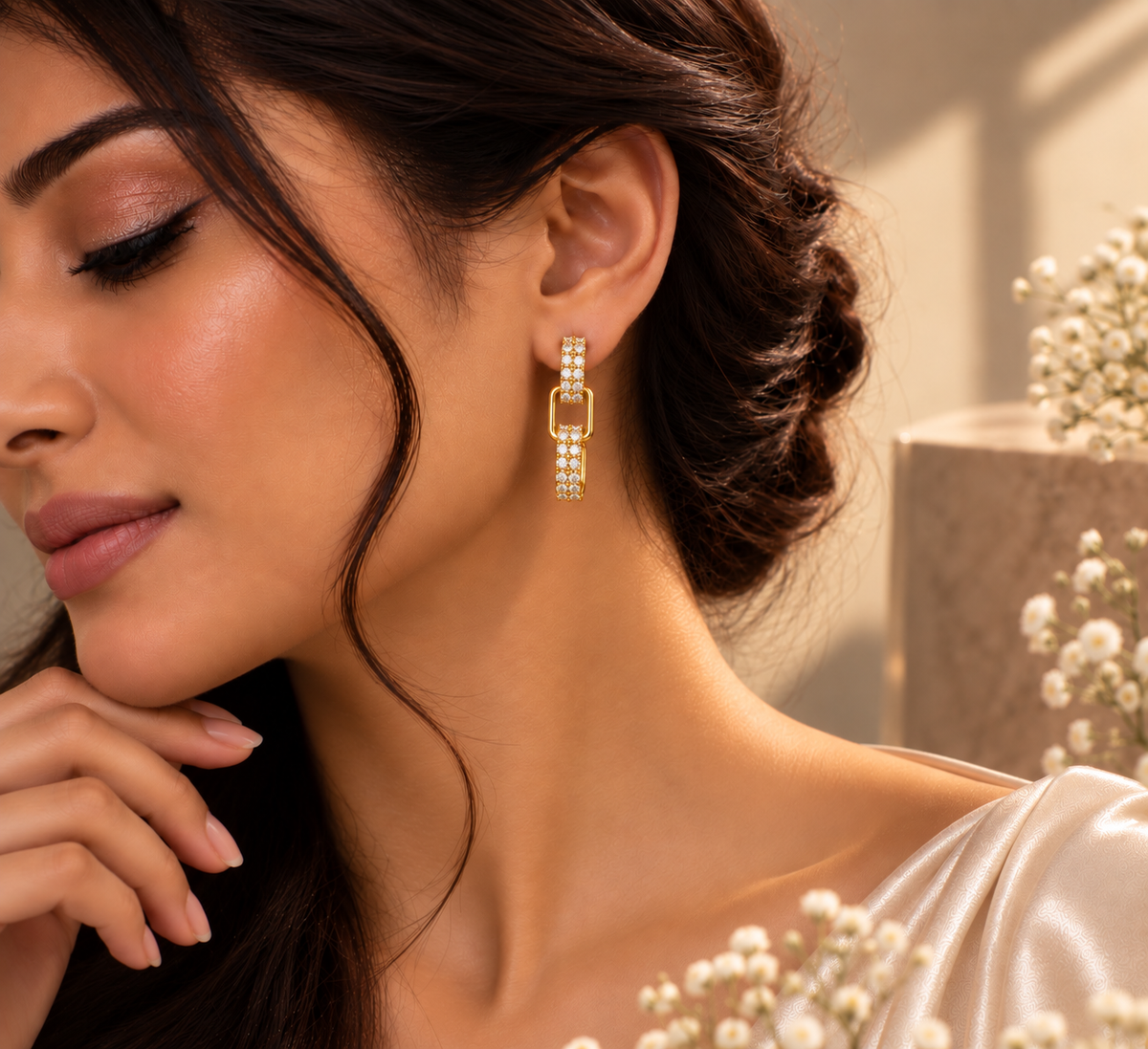 JARSÉA Crystal Link Drop Earrings