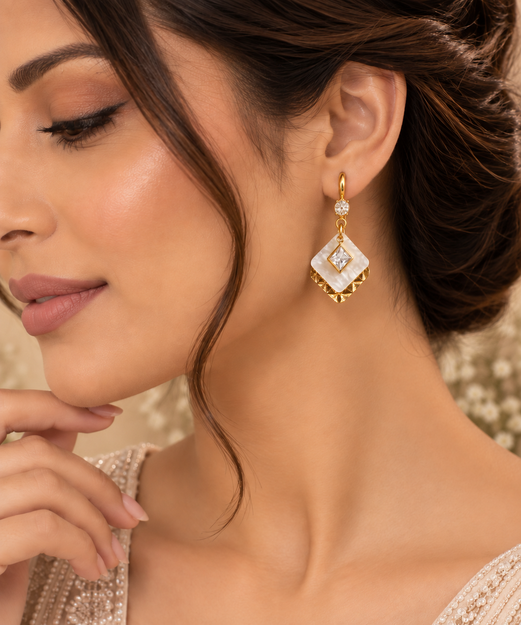 JARSÉA Pearl Geometric Drop Earrings