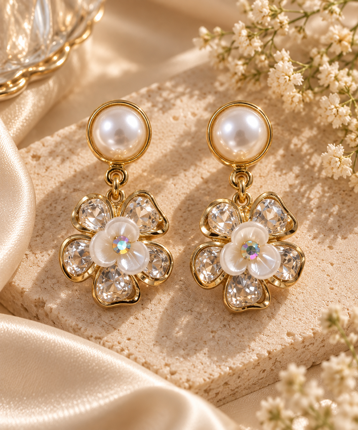 JARSÉA Pearl Flower Drop Earrings