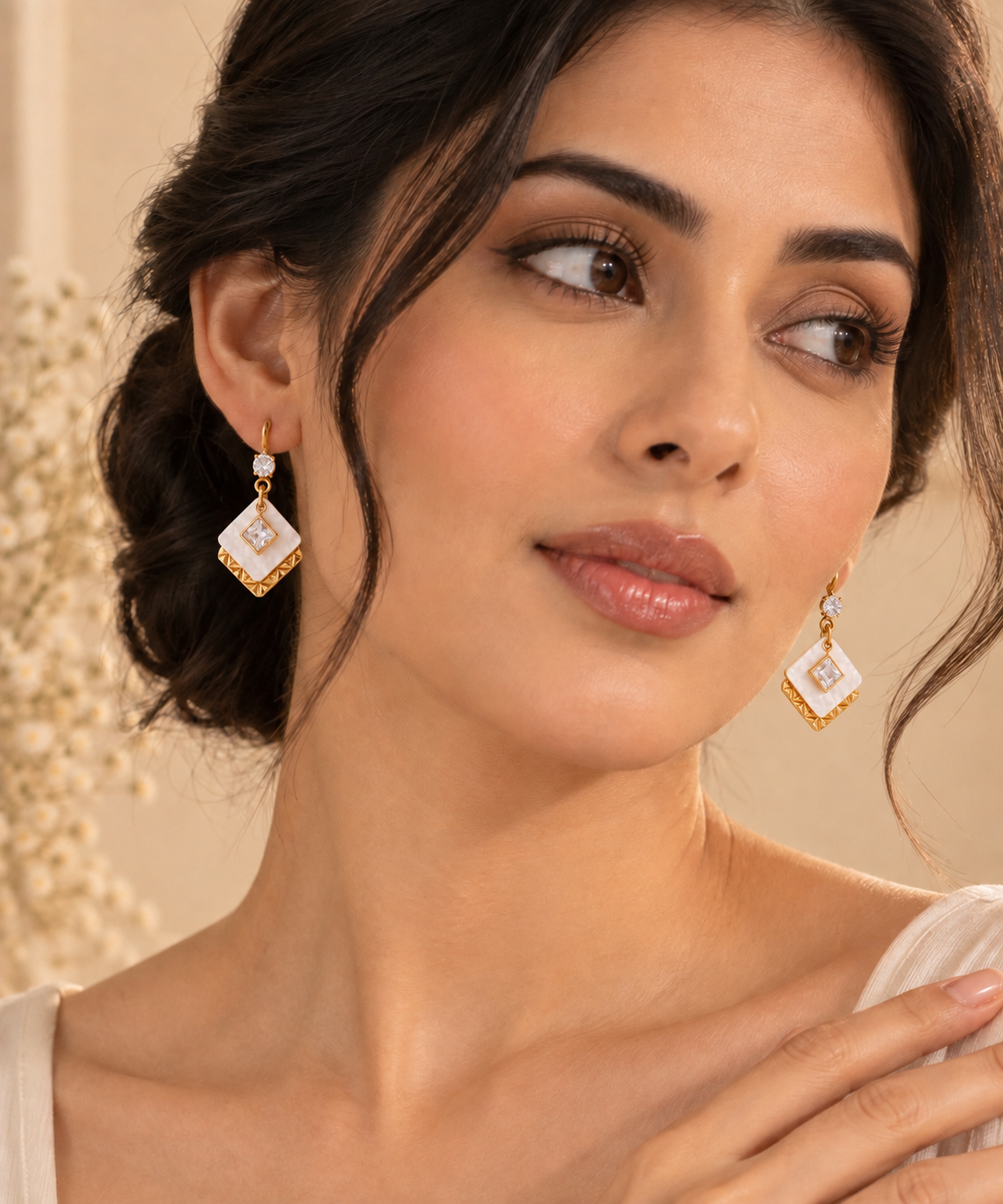 JARSÉA Pearl Geometric Drop Earrings