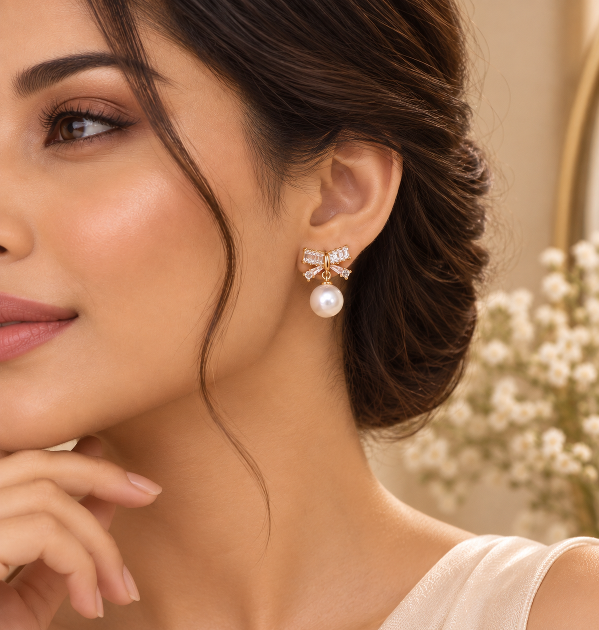 JARSÉA Pearl Bow & Large Pearl Earrings