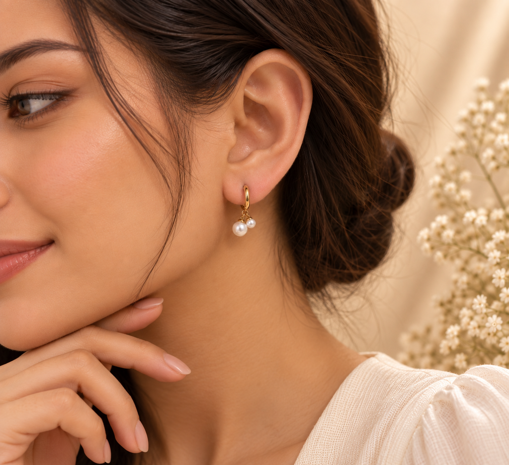 JARSÉA Pearl Double-Drop Hoop Earrings