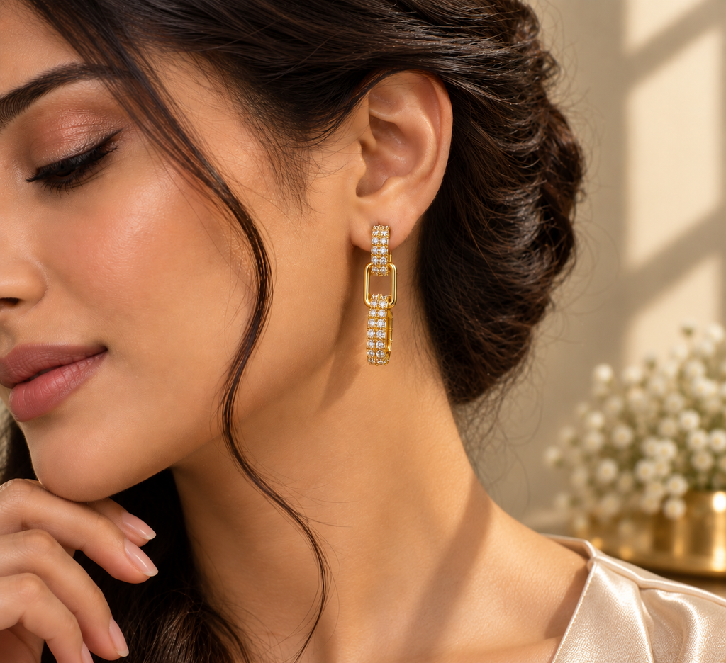 JARSÉA Crystal Link Drop Earrings