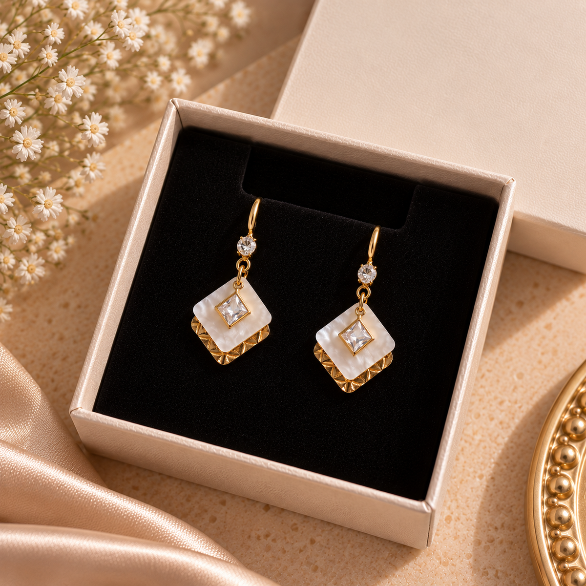 JARSÉA Pearl Geometric Drop Earrings