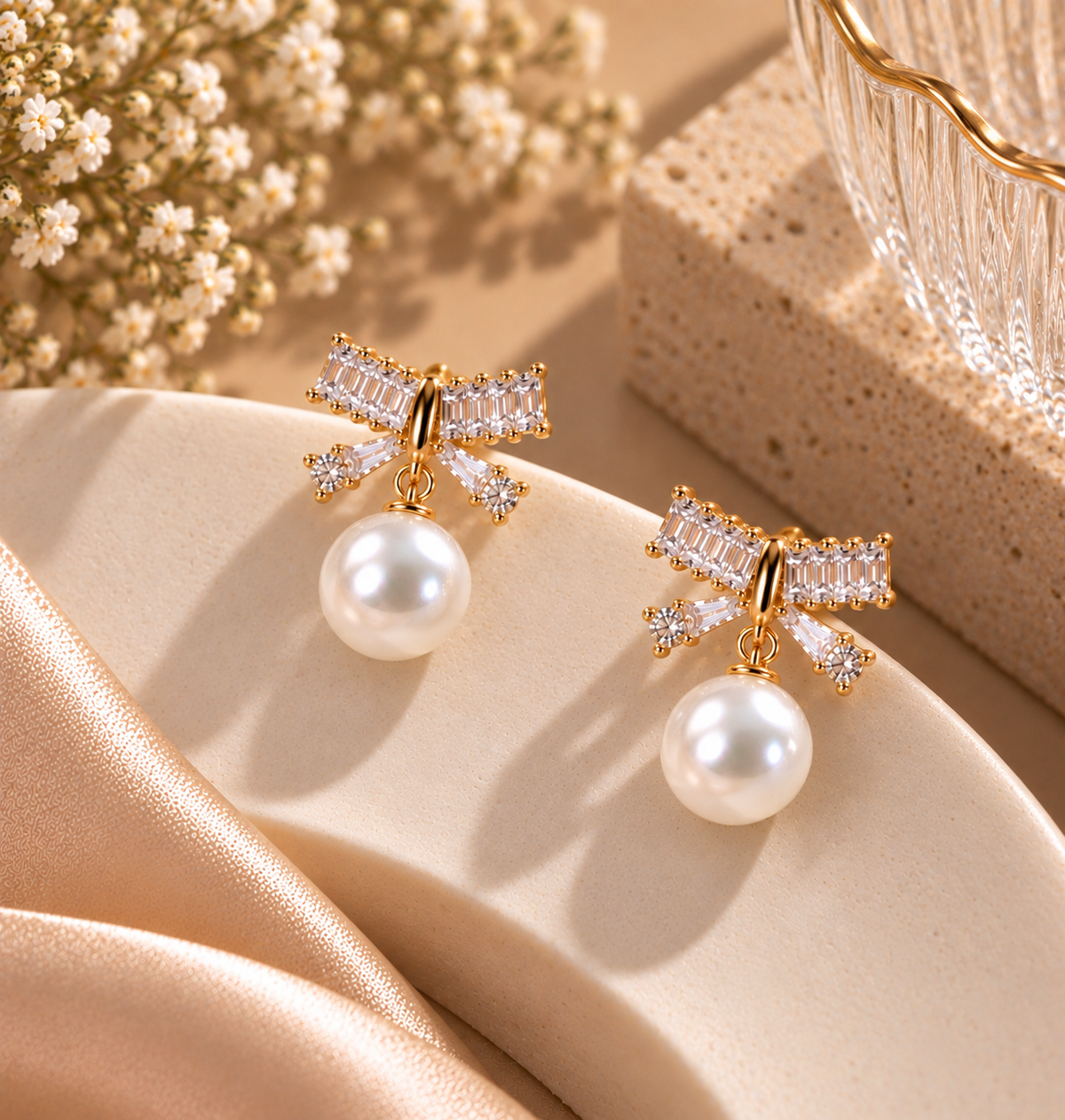 JARSÉA Pearl Bow & Large Pearl Earrings