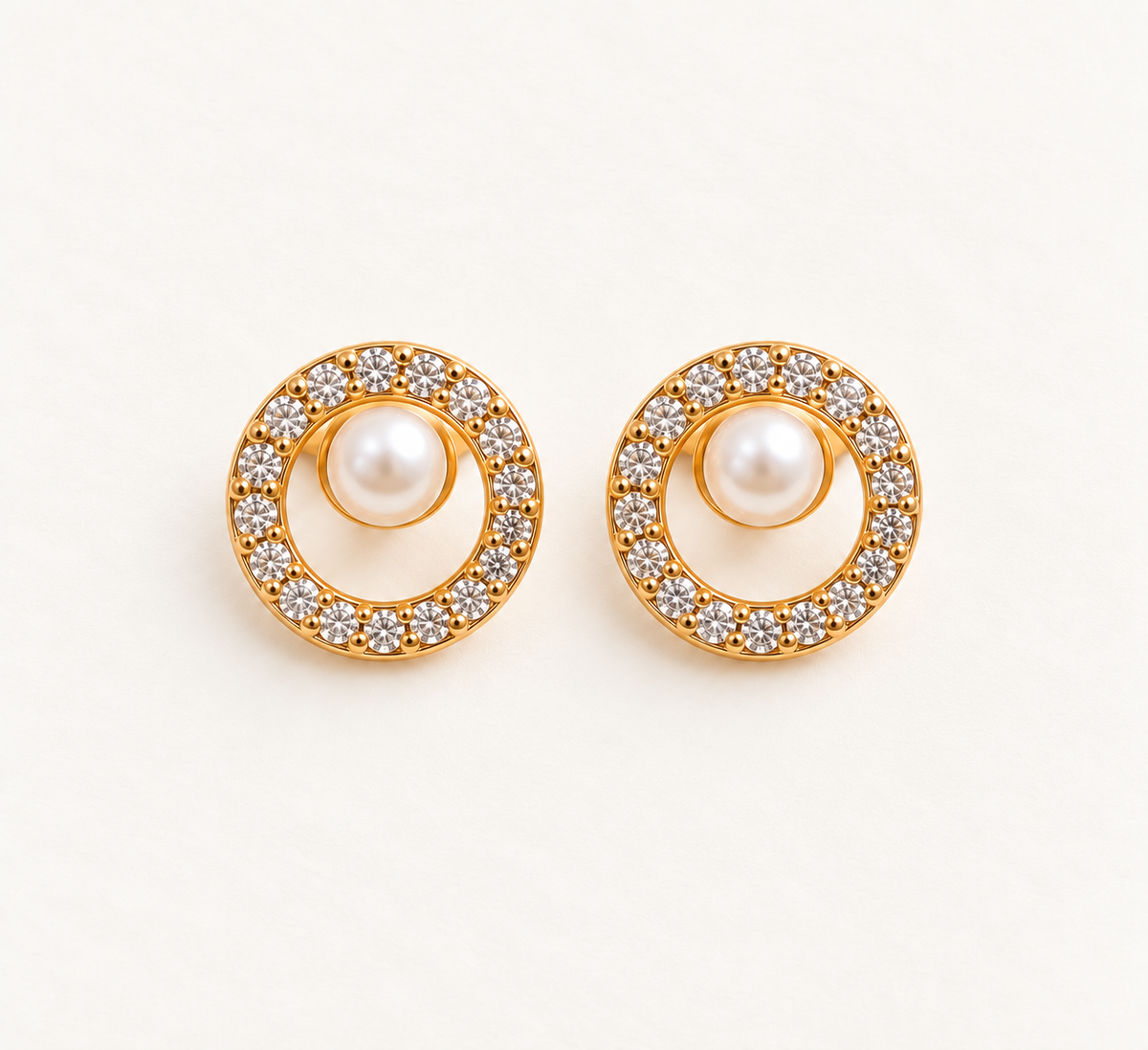 JARSÉA Pearl CZ Round Stud Earrings