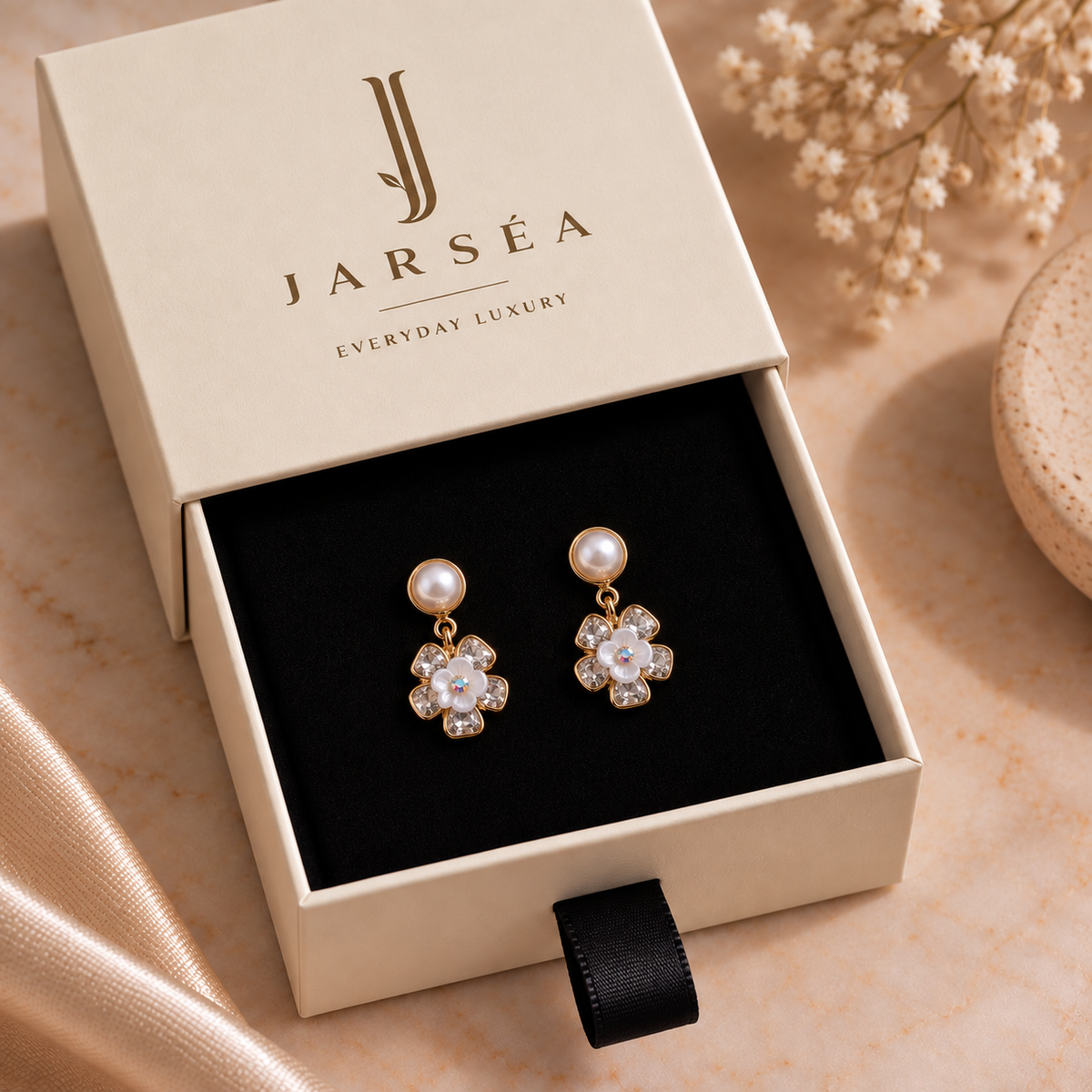 JARSÉA Pearl Flower Drop Earrings