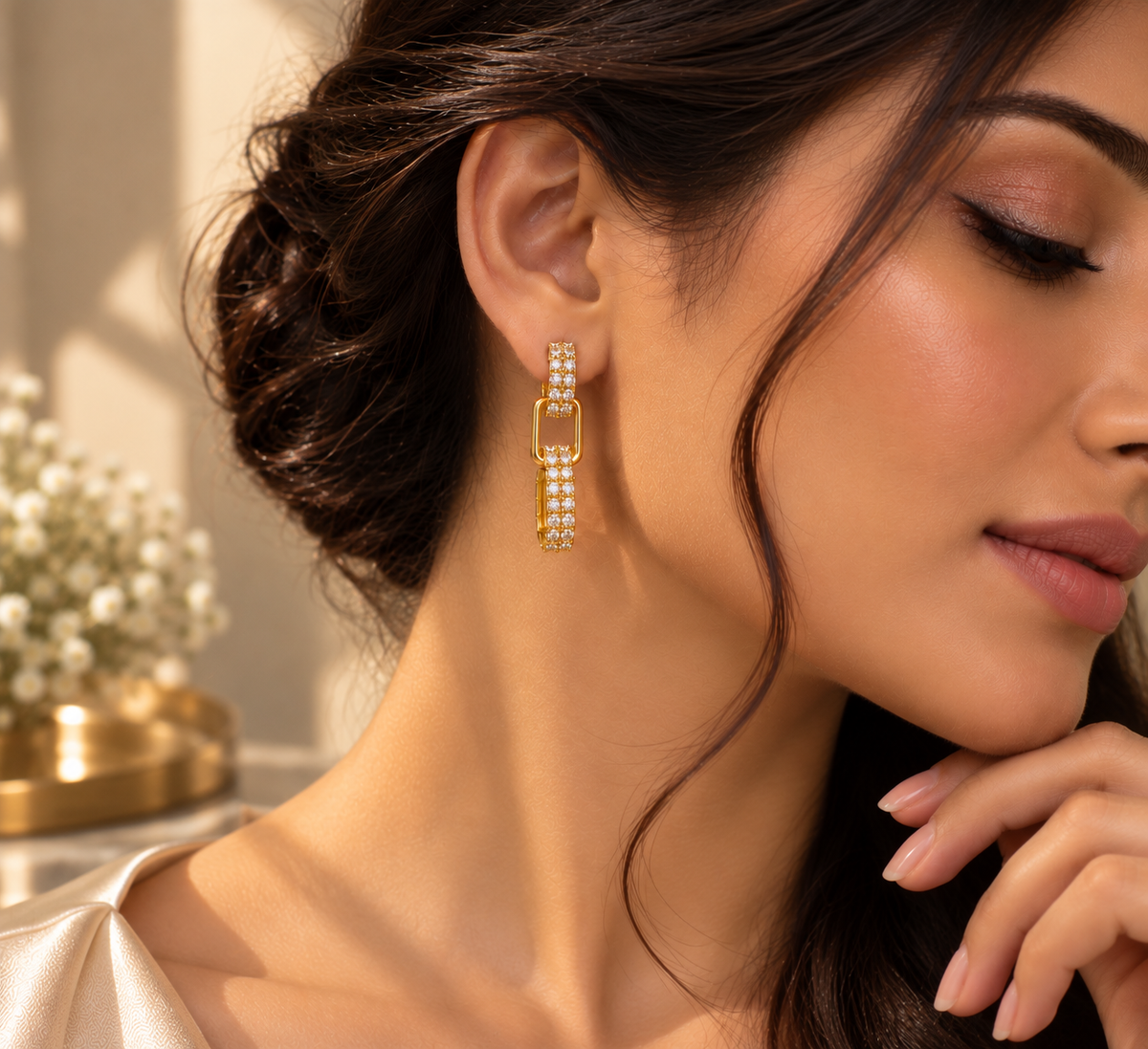 JARSÉA Crystal Link Drop Earrings