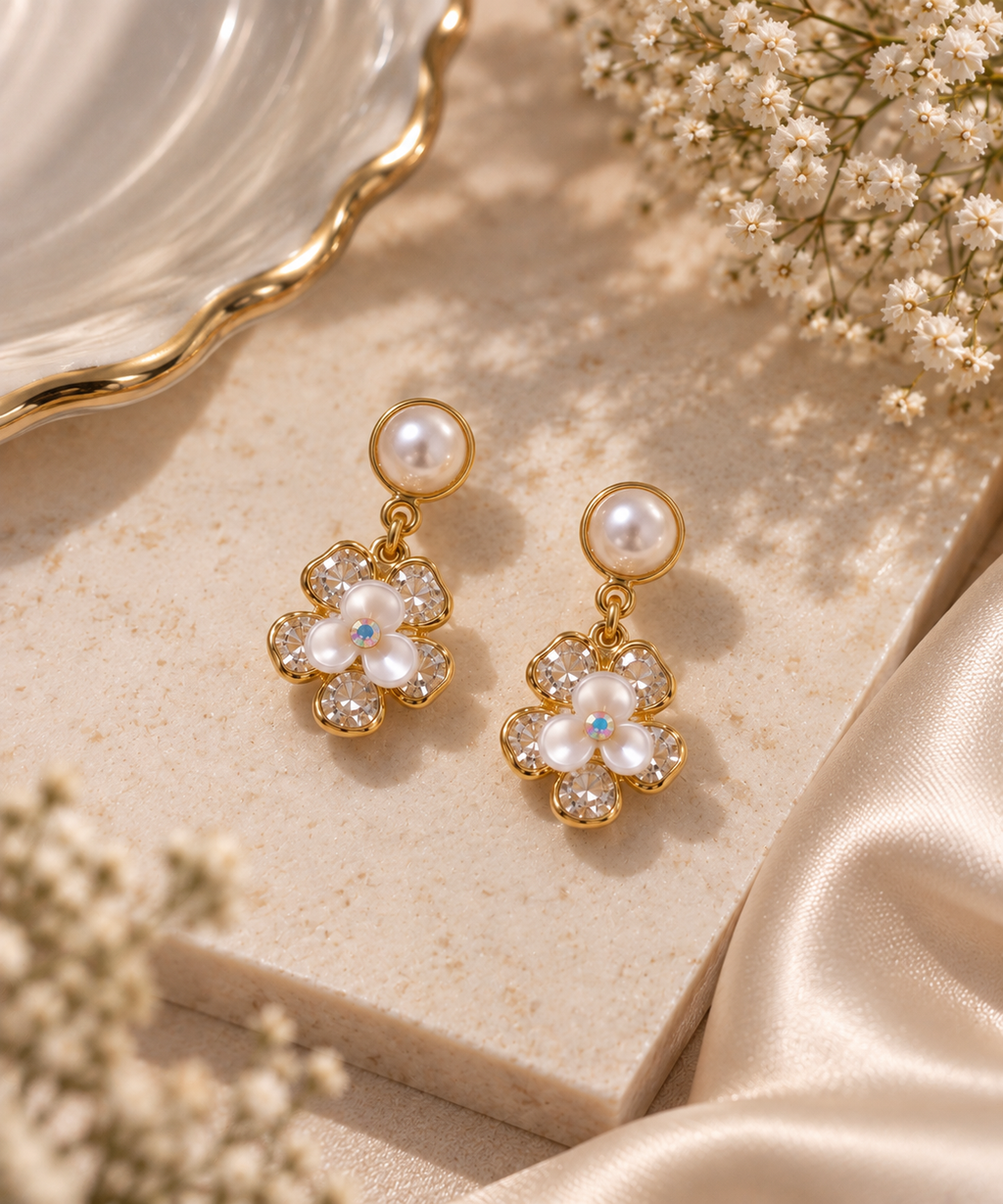 JARSÉA Pearl Flower Drop Earrings