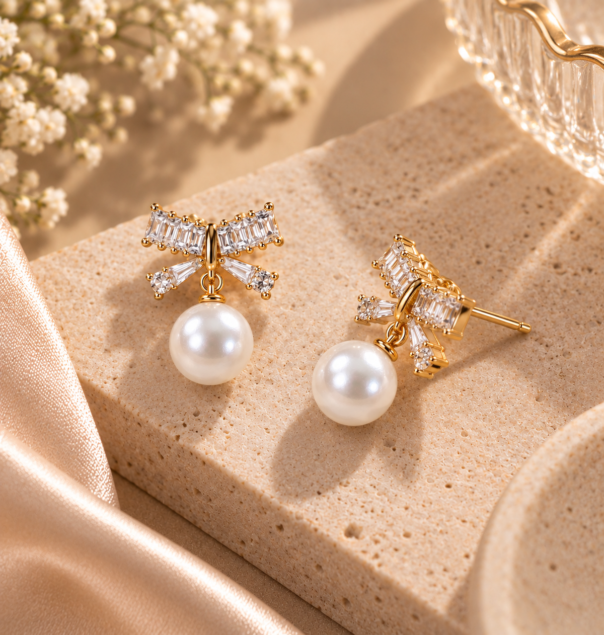 JARSÉA Pearl Bow & Large Pearl Earrings