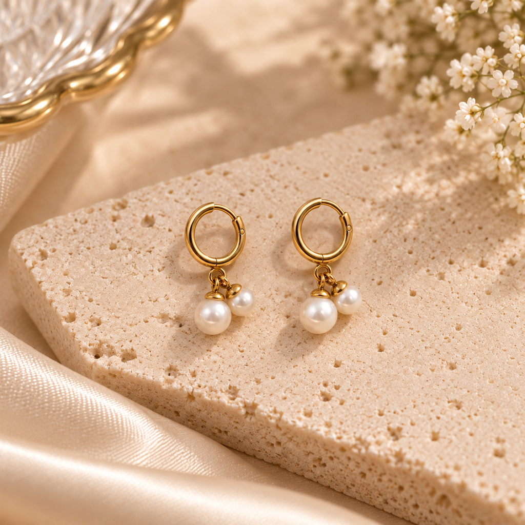 JARSÉA Pearl Double-Drop Hoop Earrings