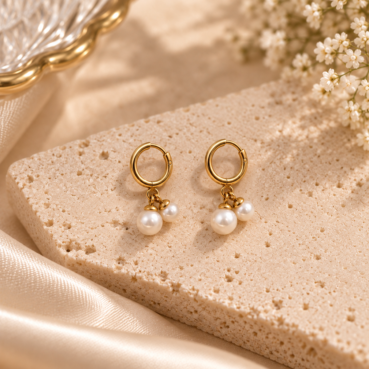 JARSÉA Pearl Double-Drop Hoop Earrings