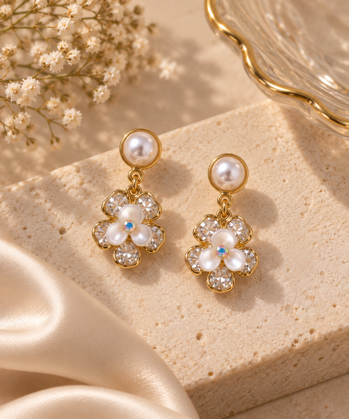 JARSÉA Pearl Flower Drop Earrings