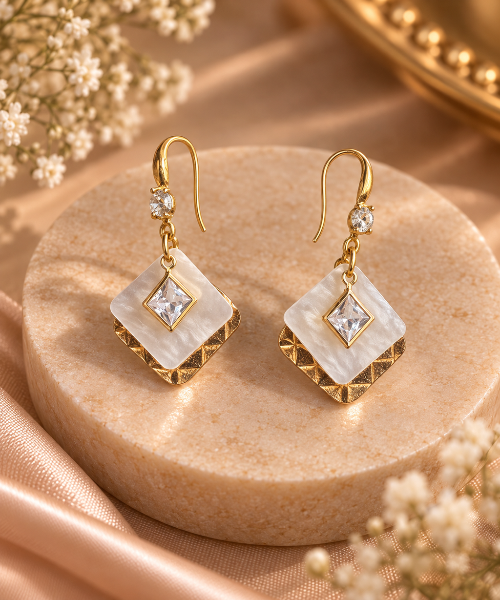 JARSÉA Pearl Geometric Drop Earrings