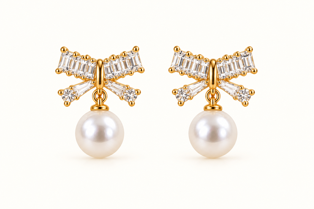 JARSÉA Pearl Bow & Large Pearl Earrings