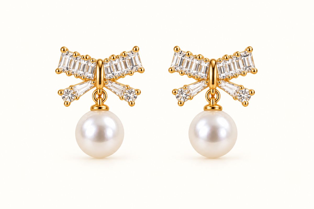 JARSÉA Pearl Bow & Large Pearl Earrings