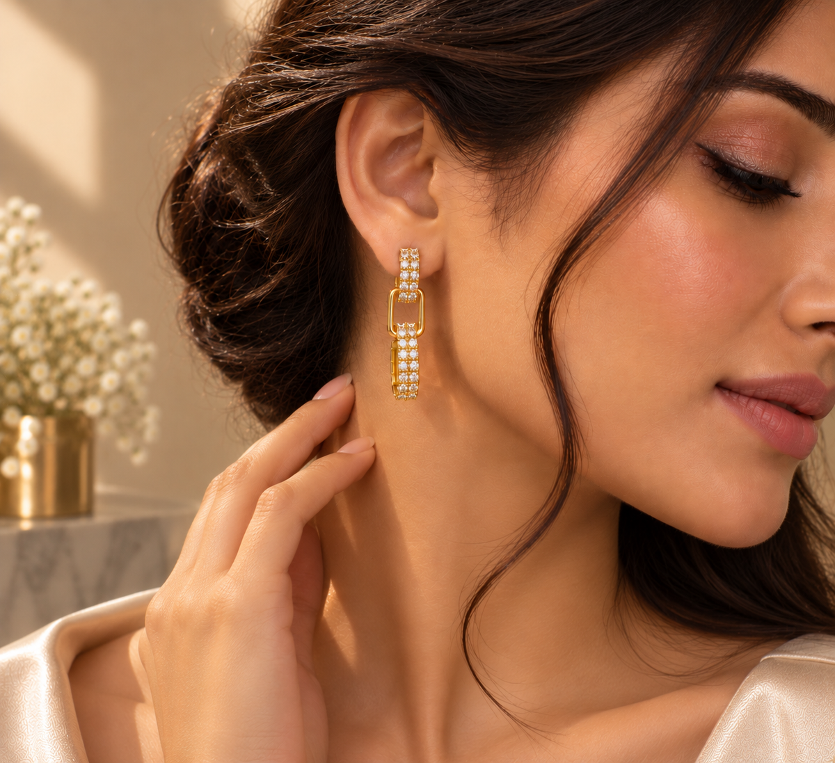 JARSÉA Crystal Link Drop Earrings