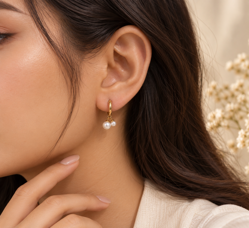 JARSÉA Pearl Double-Drop Hoop Earrings