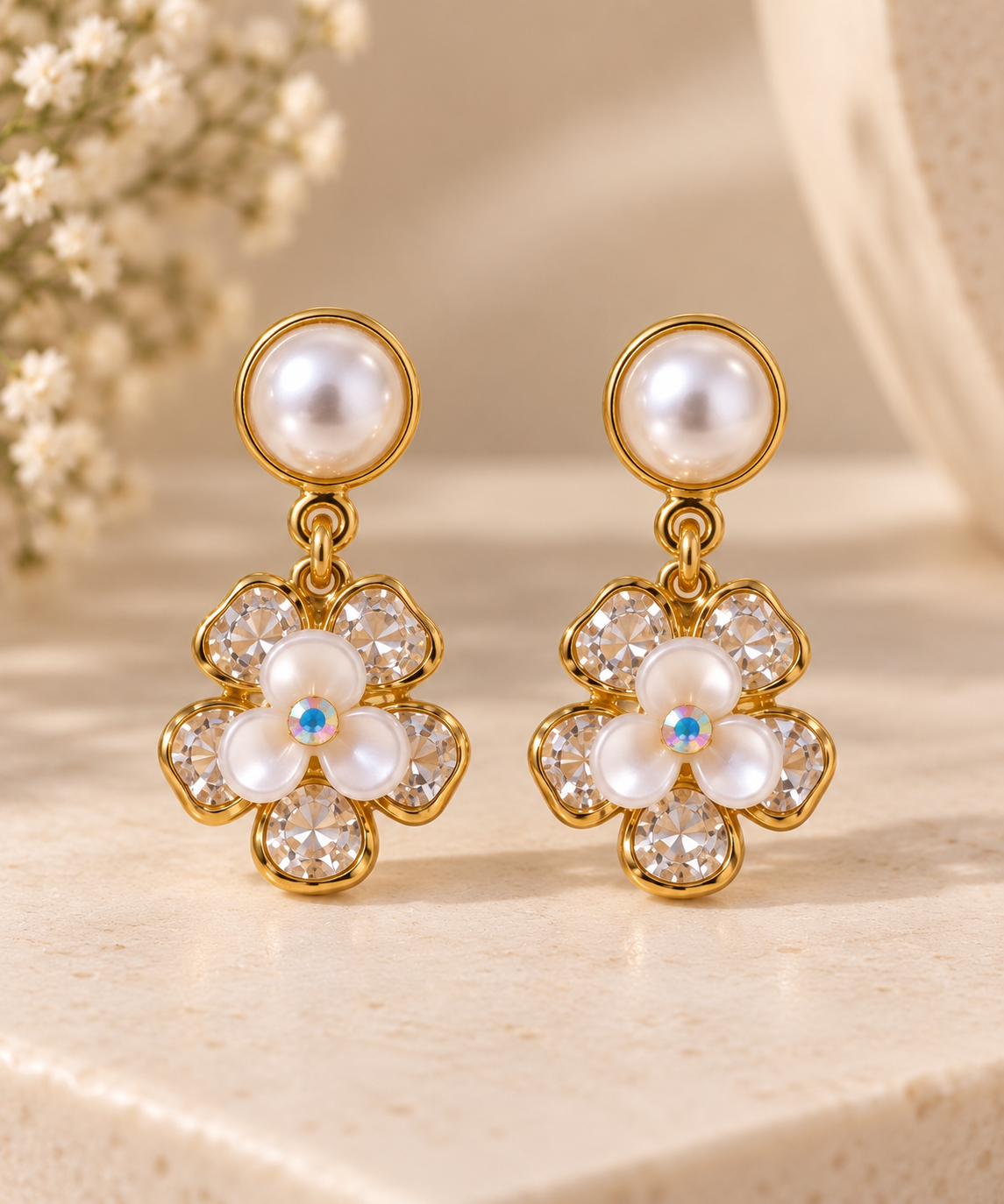 JARSÉA Pearl Flower Drop Earrings