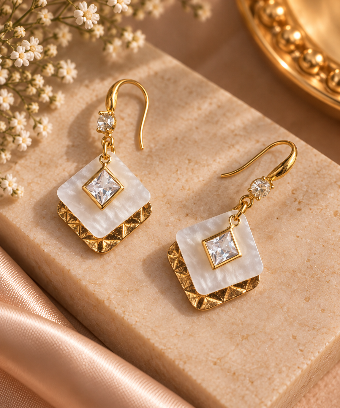 JARSÉA Pearl Geometric Drop Earrings
