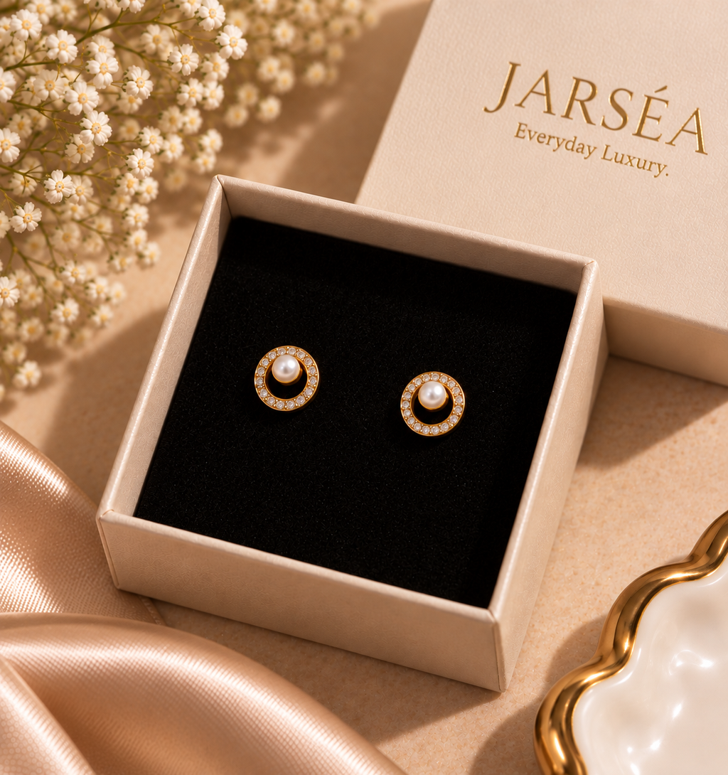 JARSÉA Pearl CZ Round Stud Earrings