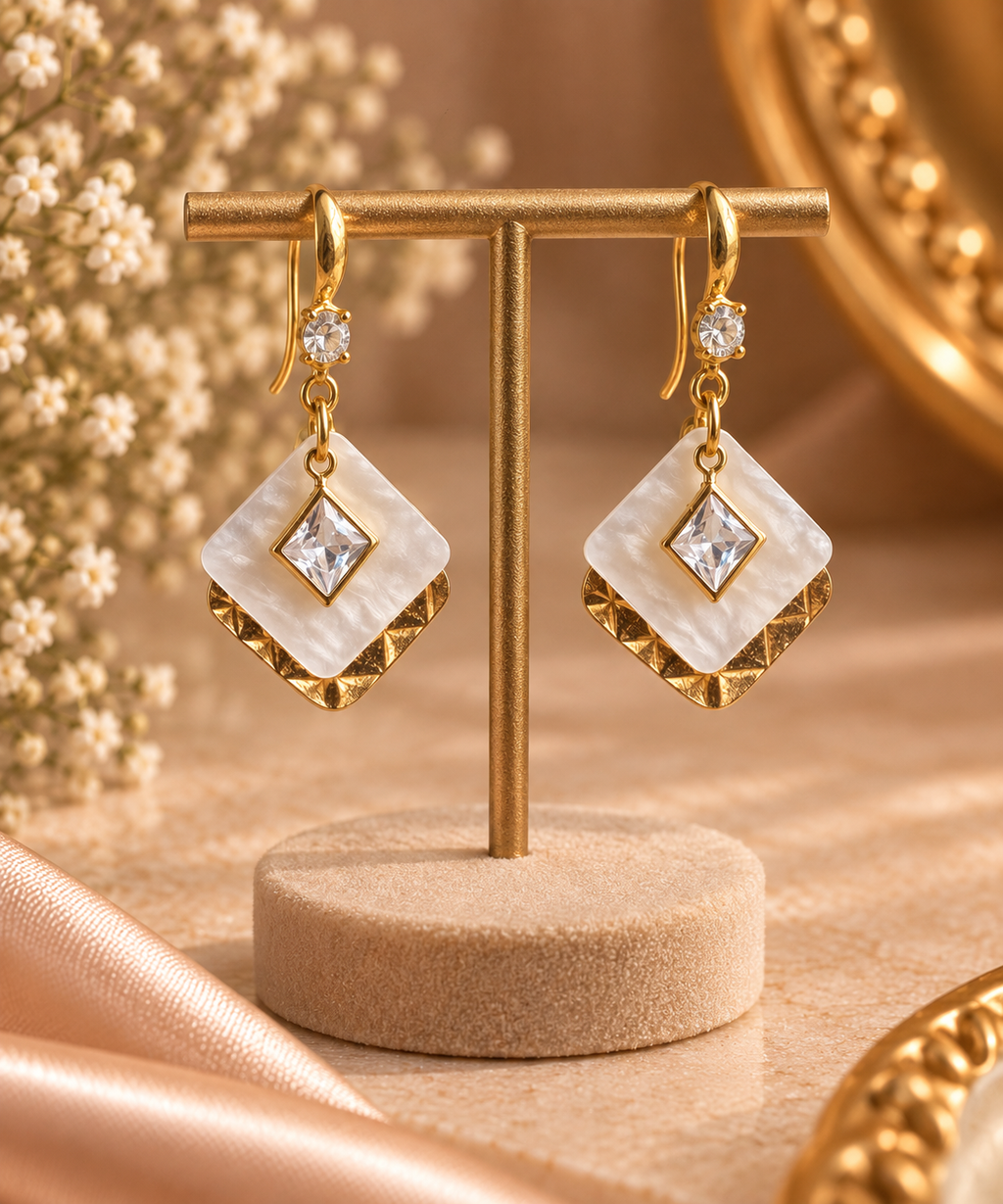 JARSÉA Pearl Geometric Drop Earrings