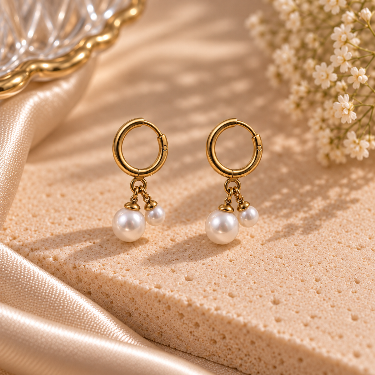 JARSÉA Pearl Double-Drop Hoop Earrings