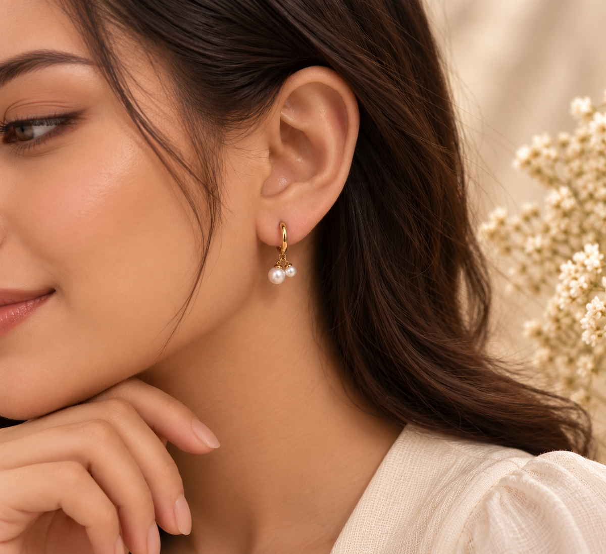 JARSÉA Pearl Double-Drop Hoop Earrings