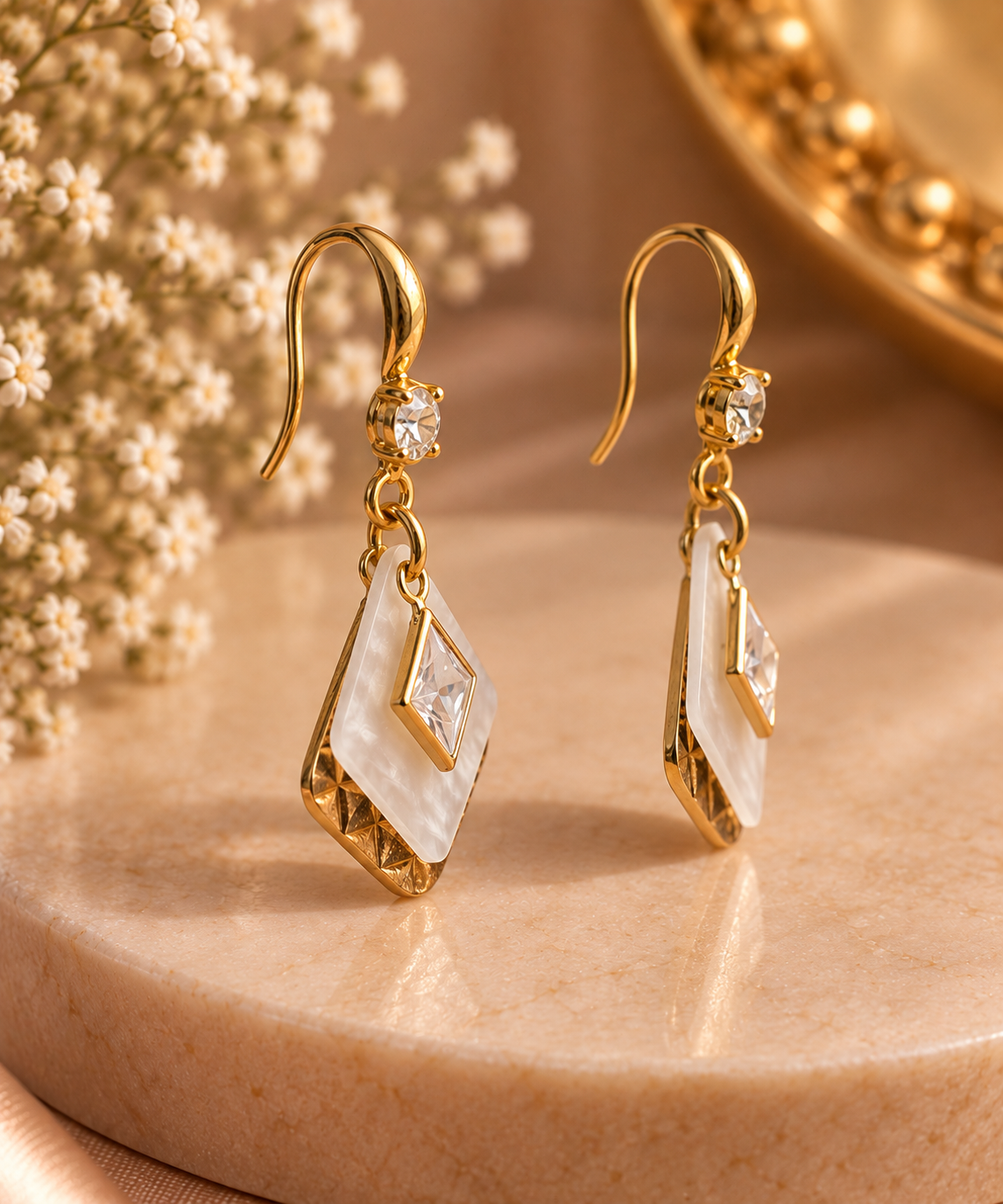 JARSÉA Pearl Geometric Drop Earrings