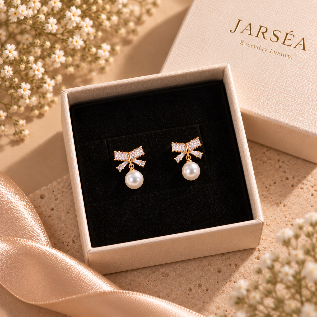 JARSÉA Pearl Bow & Large Pearl Earrings